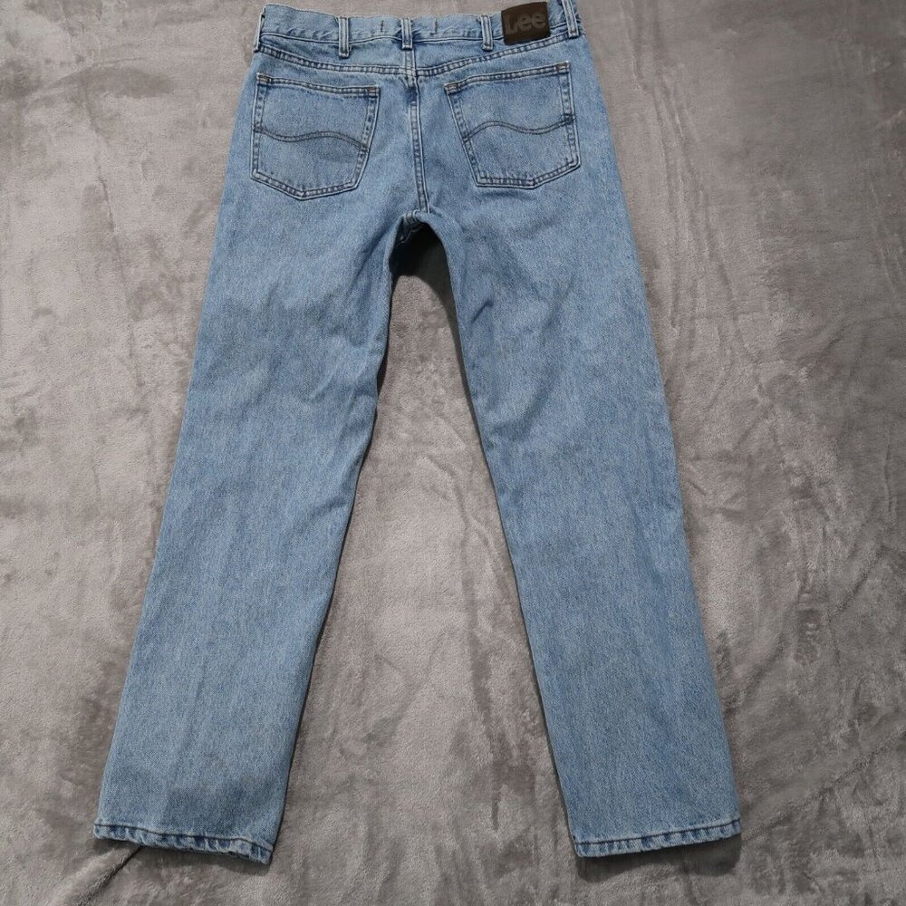 Lee Jeans Mens 36x32 Blue Straight Leg Regular Fit Light Wash Rancher Workwear - Picture 2 of 16